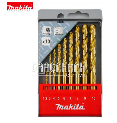 Mũi khoan kim loại 1-10mm HSS-TIN 10 cái Makita D-43561