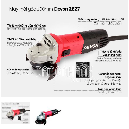 Máy mài góc Devon 2827-7-100 100mm-710W Công tắc hông