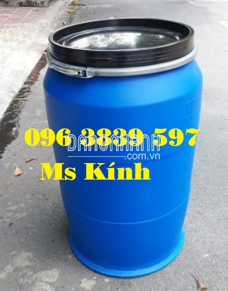 Thùng phuy nhựa 200 lít nắp mở đai sắt, thùng phi nhựa đựng hóa chất - 096 3839 597 Ms Kính