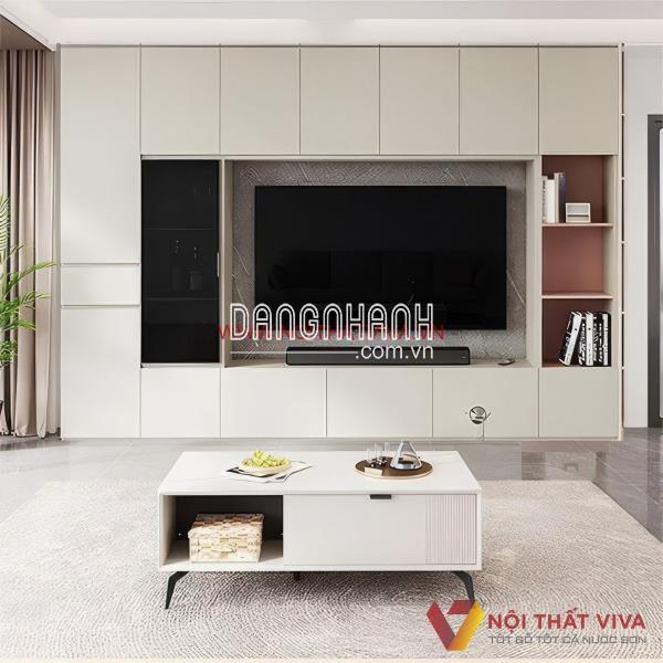 Tủ Tivi Đẹp Phòng Khách Cao Sát Trần Gỗ Công Nghiệp Đẹp Giá Rẻ