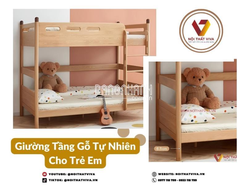 Giường Tầng Gỗ Tự Nhiên Cho Trẻ Em Nhỏ Gọn Đơn Giản Đẹp