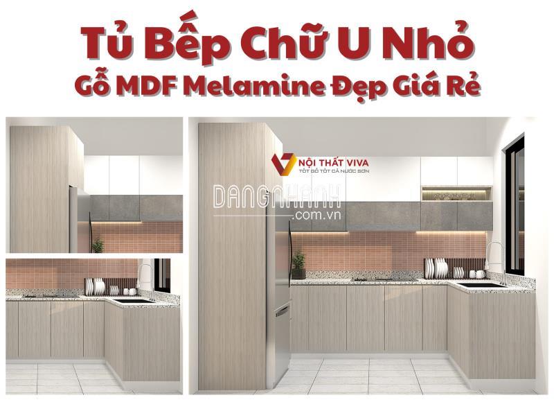 Tủ Bếp Chữ U Nhỏ Gỗ MDF Melamine Đẹp Giá Rẻ