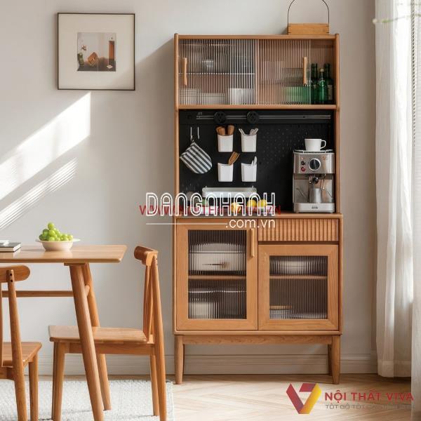 Tủ Để Chén Tối Ưu Hóa Không Gian Bếp Bằng Gỗ Sồi Tự Nhiên Đẹp