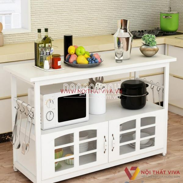 Tủ Chén Đẹp Bằng Gỗ Công Nghiệp MDF Sơn Trắng Phối Màu Giá Tốt