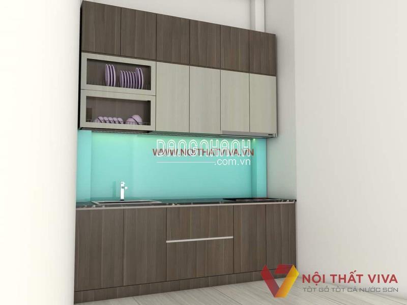 Mẫu Tủ Bếp Đẹp Hình Chữ I Gỗ MDF Phủ Melamine Giá Rẻ