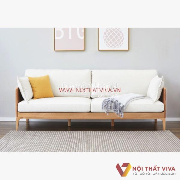 Ghế Sofa Gỗ Sồi Nga Bọc Nỉ Phong Cách Thanh Lịch