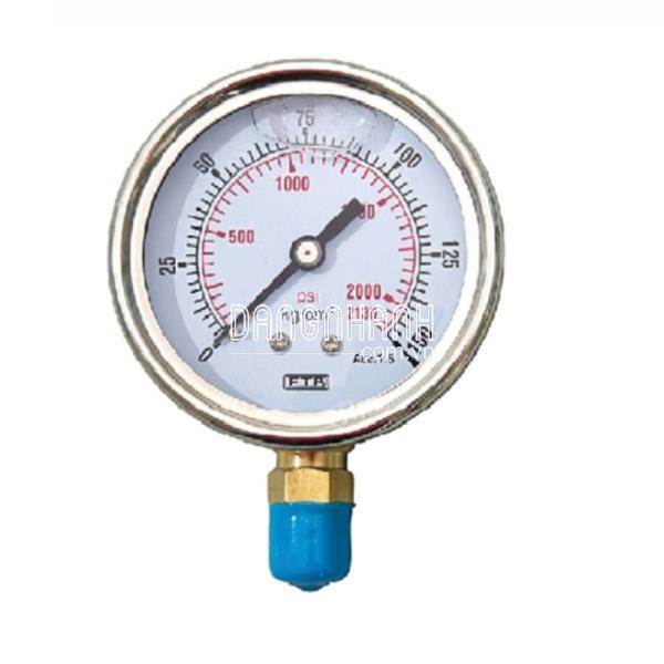 Đồng hồ áp suất mặt 63 mm vỏ Inox 304 chân Inox 316, -1-9 bar(g). Model: LFSPGS-V-063-S4S-S6S-S6S-S4S-T06NTM-(-1-9)-BAR/MMHDUS/OXY
