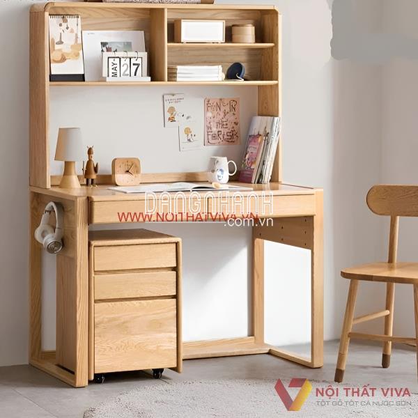 Bàn Học Kèm Kệ Sách Cho Bé Bằng Gỗ Tự Nhiên Giá Tốt