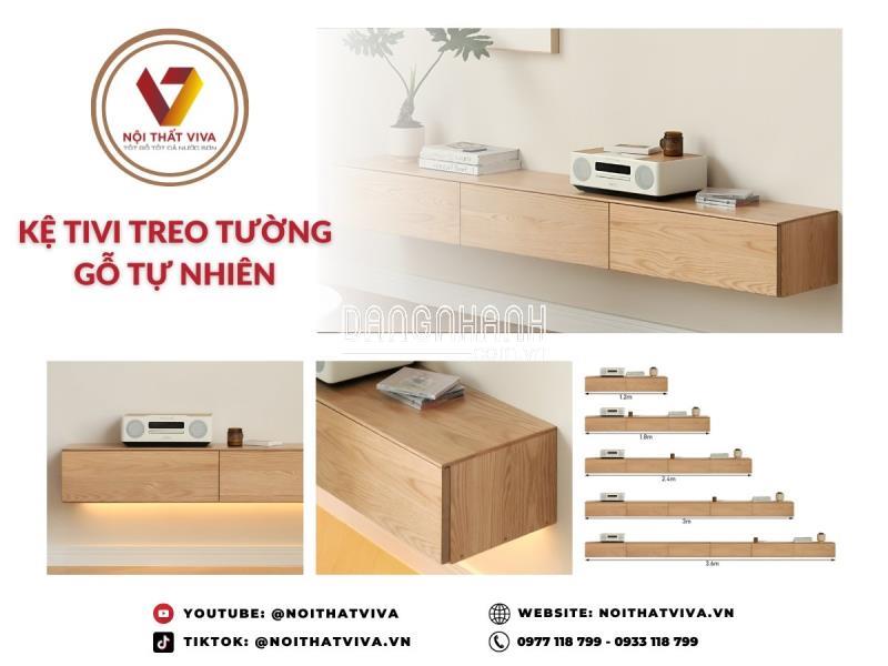 Kệ Tivi Treo Tường Gỗ Tự Nhiên Thiết Kế Theo Phong Cách Hiện Đại