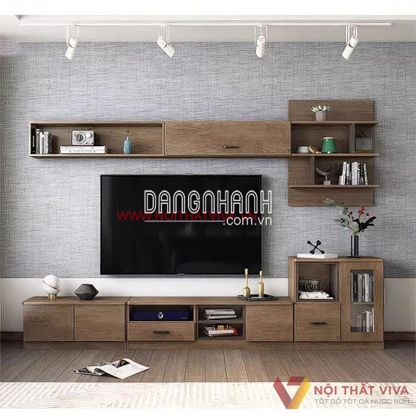 Tủ Gỗ Tivi Kết Hợp Kệ Treo Trang Trí Thiết Kế Phong Cách Hiện Đại