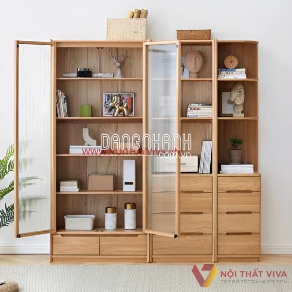 Tủ Sách Gỗ Tự Nhiên Thiết Kế Theo Phong Cách Hiện Đại Giá Tốt