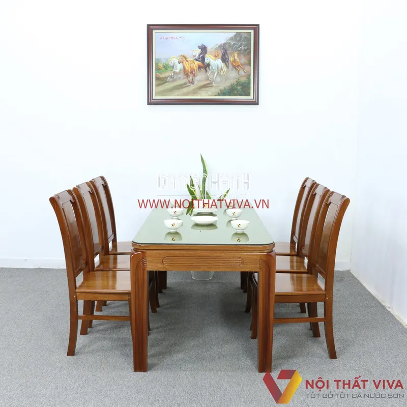 Bàn Ăn 6 Ghế Gỗ Xoan Đào Gia Lai Tự Nhiên Cao Cấp