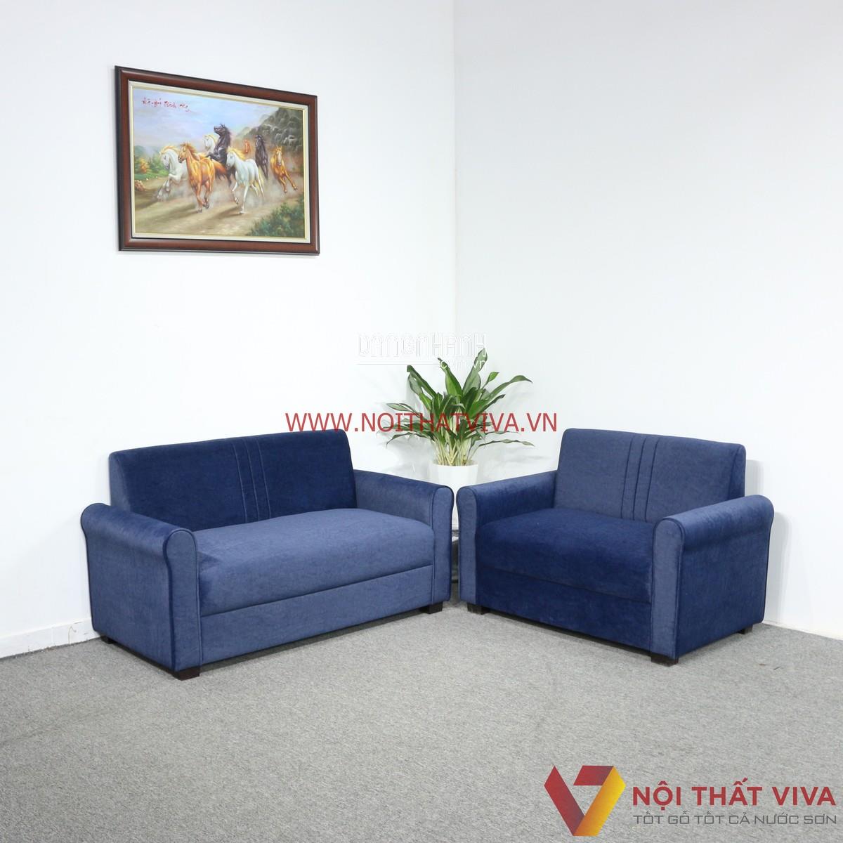 Bộ Sofa Nỉ Nhung Màu Xanh Dương Đẹp Hiện Đại Giá Rẻ