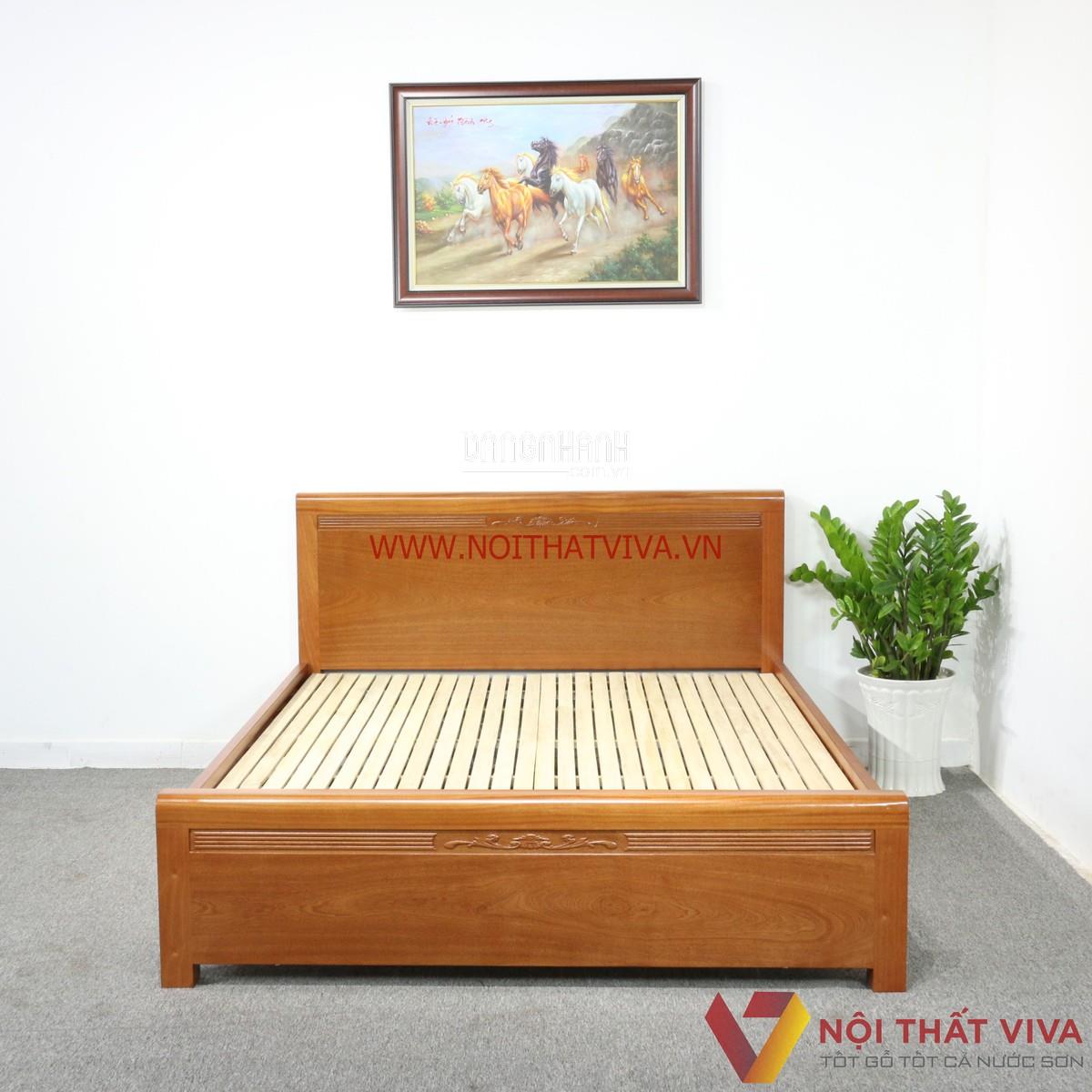 Giường Gỗ Xoan Đào 1m6x2m Tự Nhiên Bền Đẹp Sang Trọng
