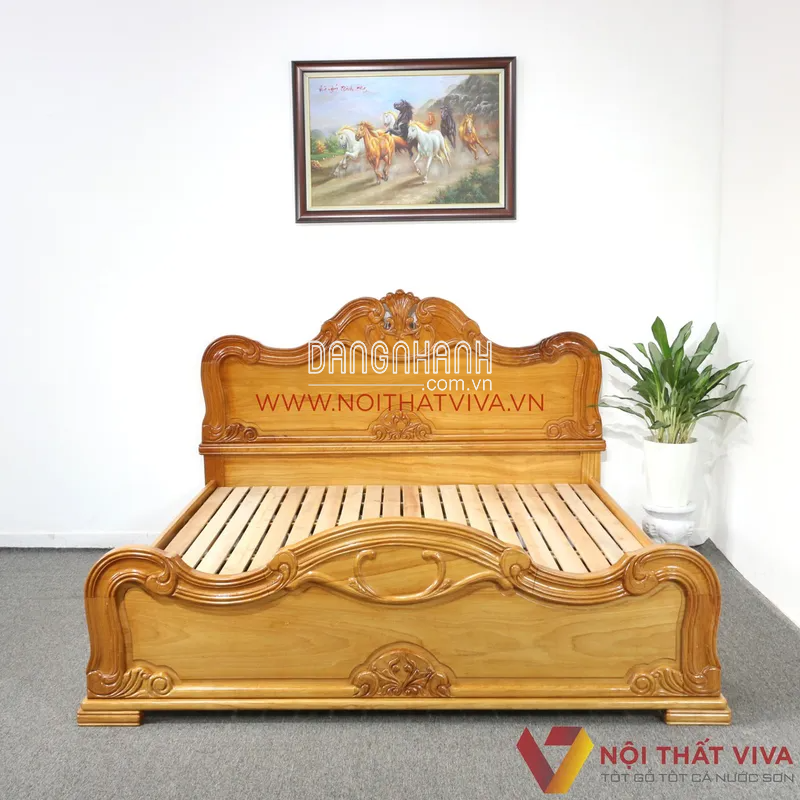 Mẫu Giường Tân Cổ Điển Gỗ Gõ Đỏ Chạm Sò Nữ Hoàng Cao Cấp Tinh Tế