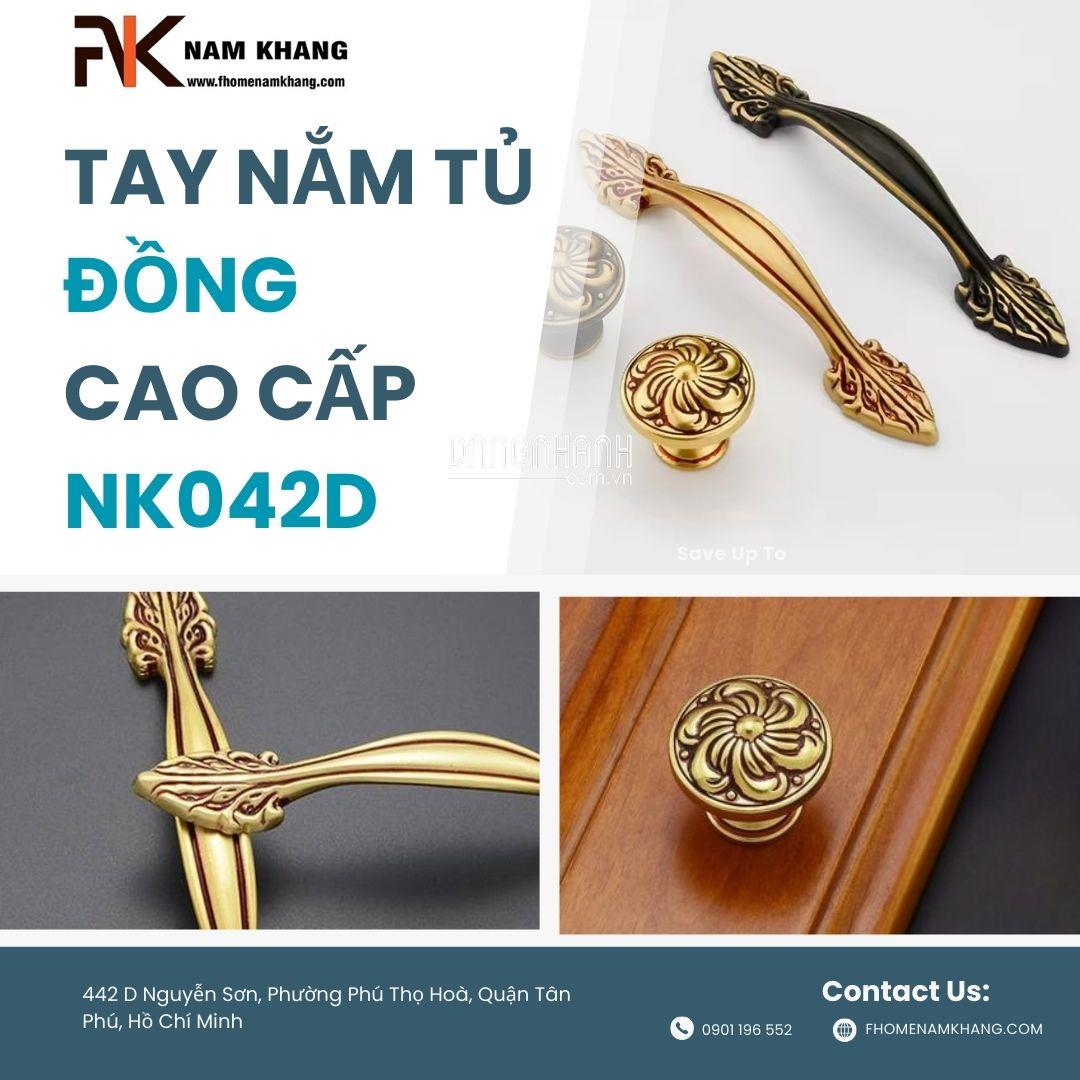 Tay nắm tủ bếp cao cấp bằng đồng NK042D | Zalo 0901 196 552