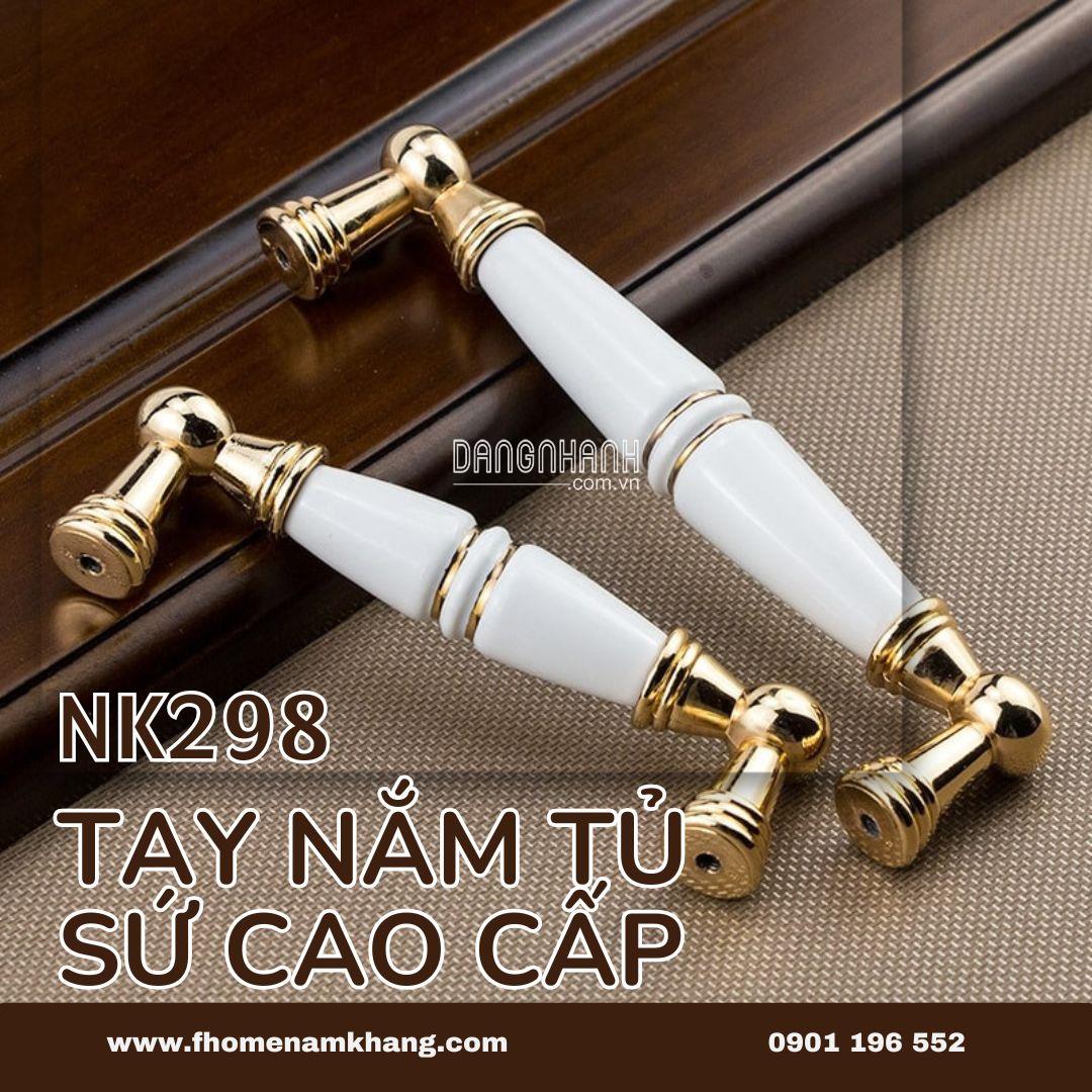 Tay nắm tủ hợp kim phối sứ trắng NK298 | Zalo 0901 196 552