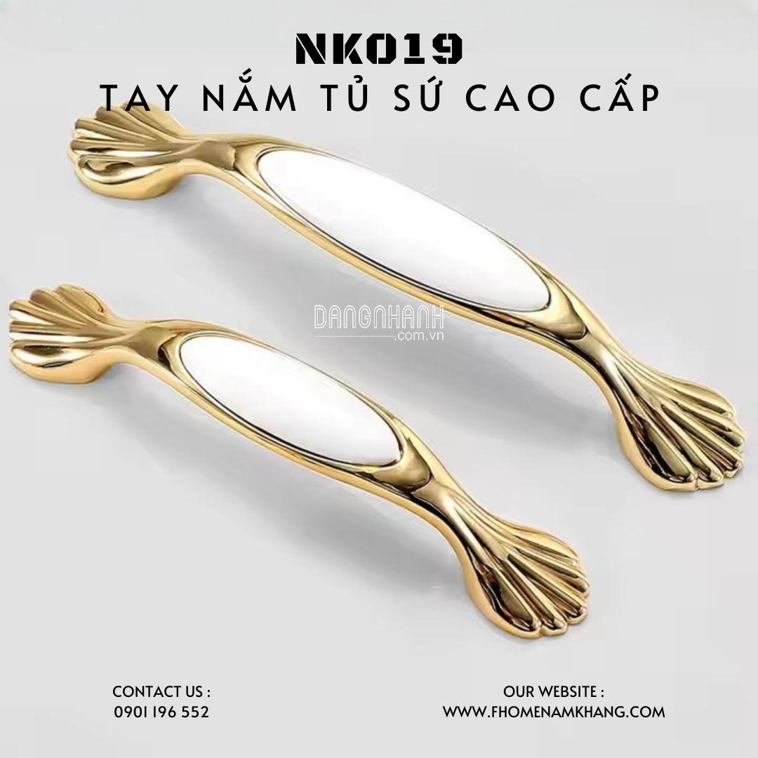 Tay nắm tủ hợp kim phối sứ trắng cao cấp NK019 | Zalo 0901 196 552