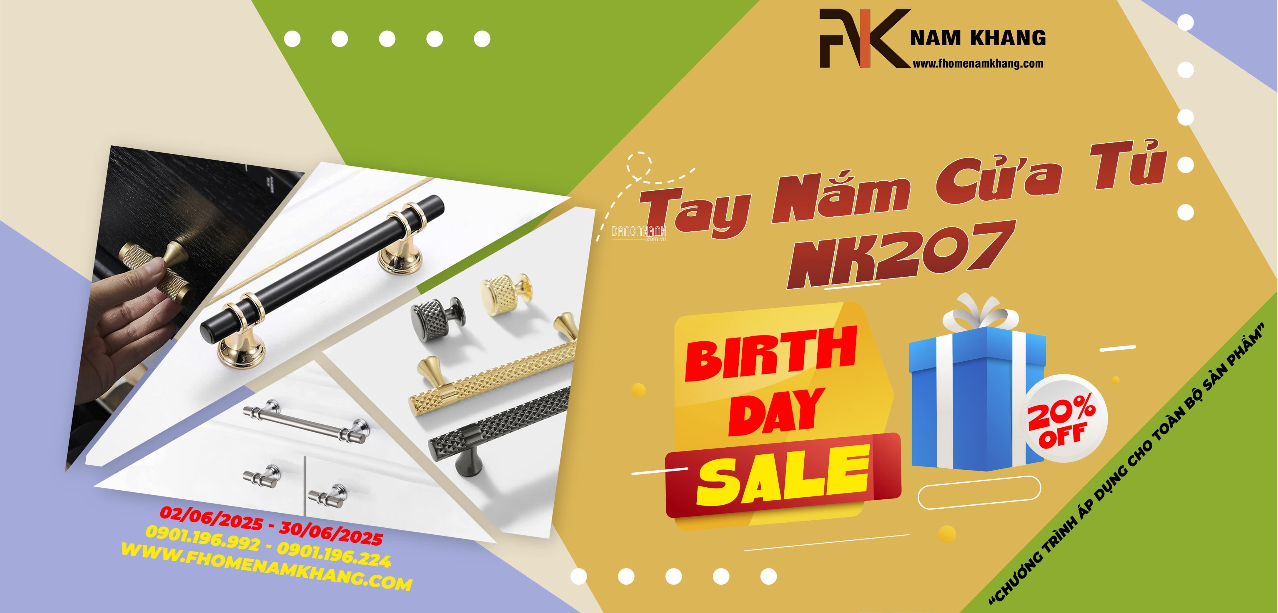 Mừng sinh nhật - Sale bùng nổ 20% tay nắm cửa tủ NK207