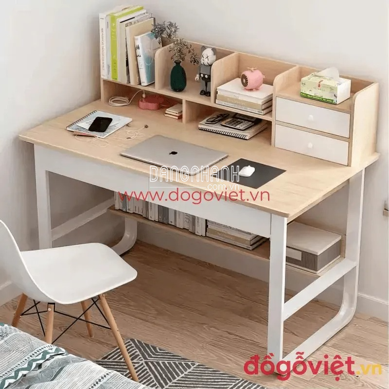 Kinh Nghiệm Chọn Bàn Học Liền Giá Sách Gỗ Công Nghiệp Bền Đẹp, Giá Hợp Lý
