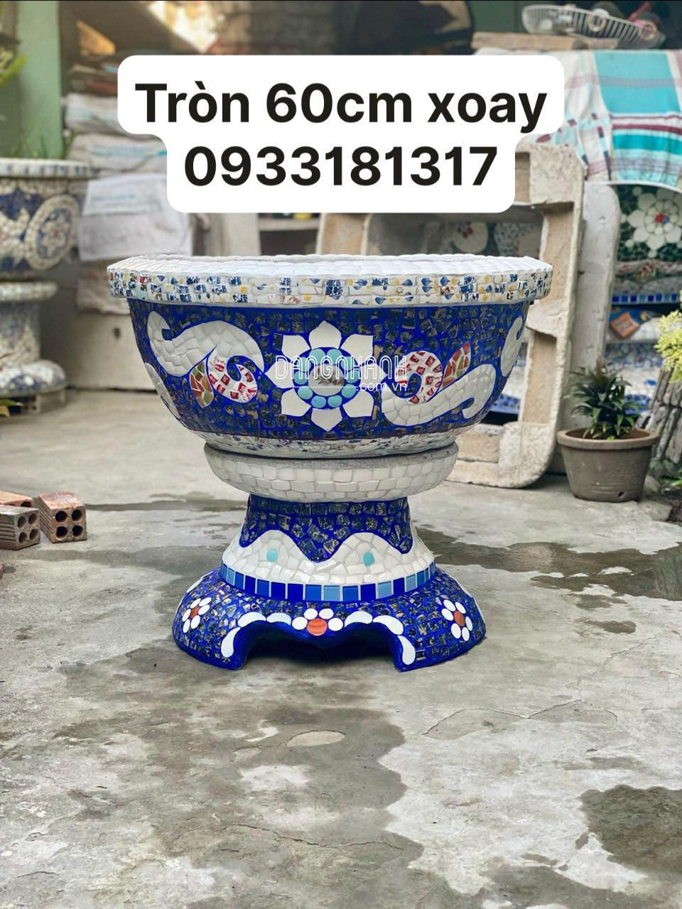 chậu hoa đắp mảnh sành sứ - cẩn miểng chén dĩa thủ công