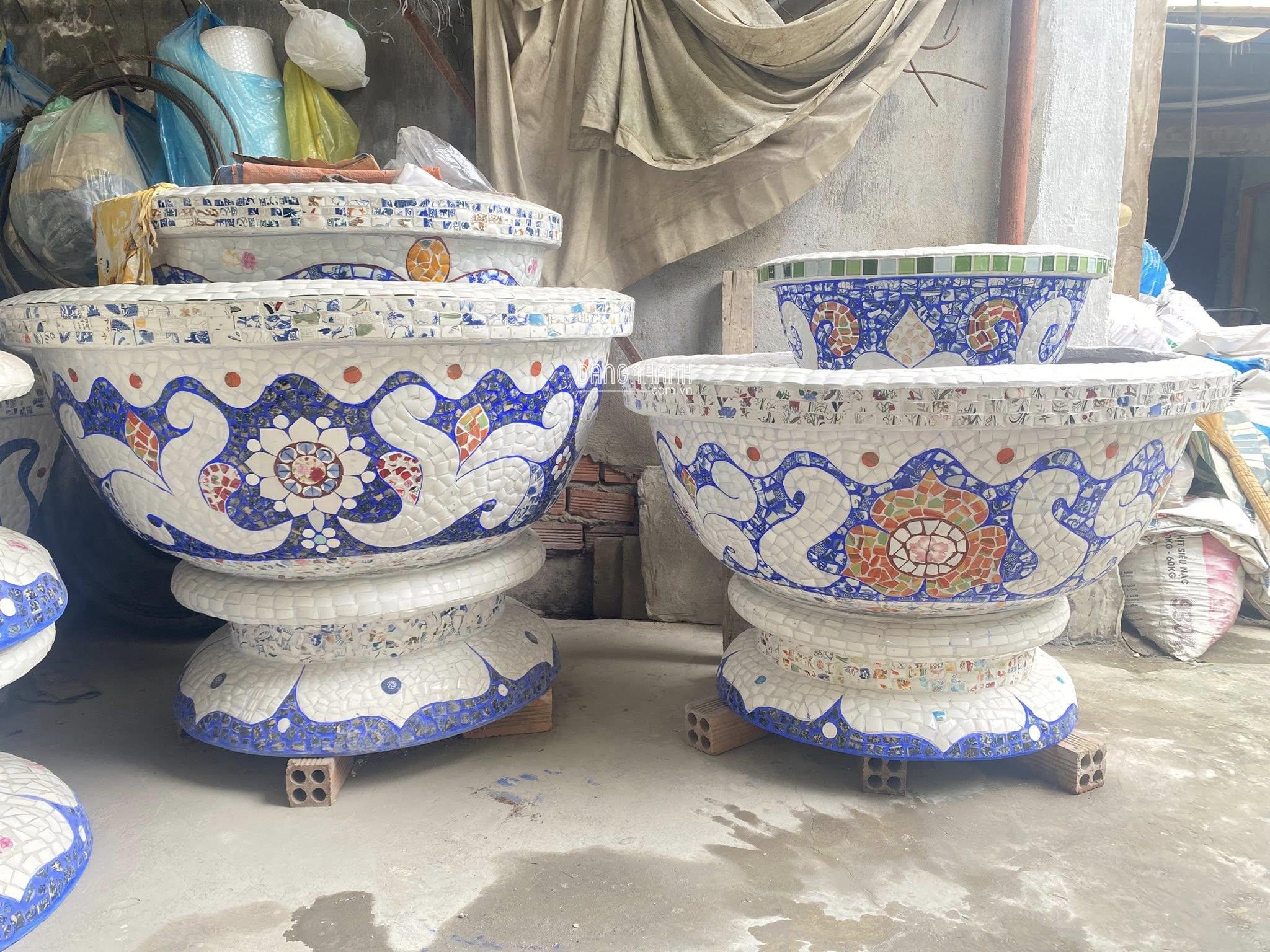 Cơ sở chậu hoa Thế Sơn - chậu hoa dán sành sứ - chậu khảm sành - cẩn miễng