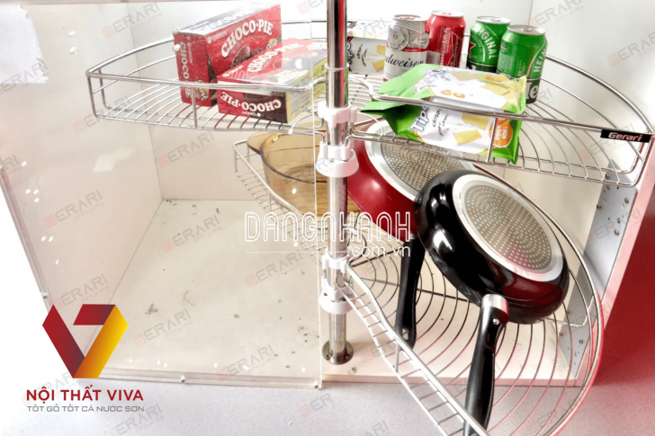 Mâm Xoay Tủ Bếp 1/2 Chất Liệu Inox 304 Sợi Tròn Cao Cấp